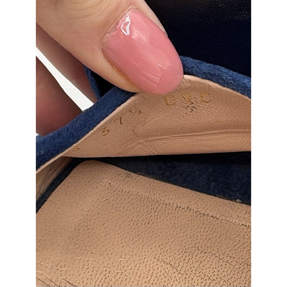 Gucci Blue Velvet Sandals w/ Crystal Embellished Monogram Accent Slides EU 37.5 - Picture 9 of 12